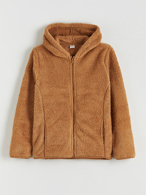Kap??onlu Pel?? K?z ?ocuk Fermuarl? Sweatshirt