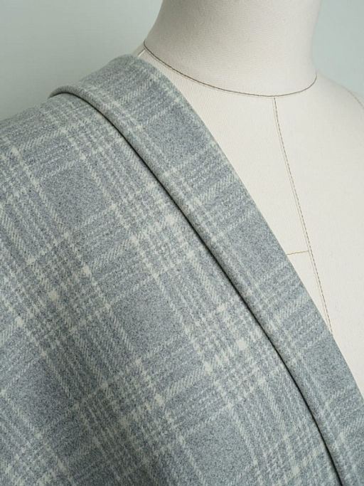 Шерсть пальтово-костюмная Твид Клетка цв.белый на св.сером, ш.1.5м, шерсть-60%, п/э-40% - Купава фото 11