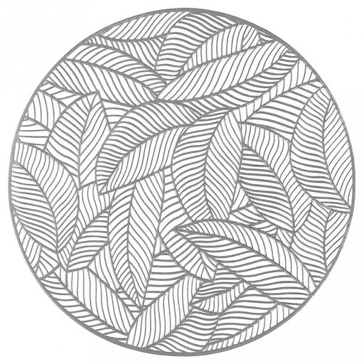 Салфетка декоративная "Листья" д38см ПВХ, серебро (Китай)