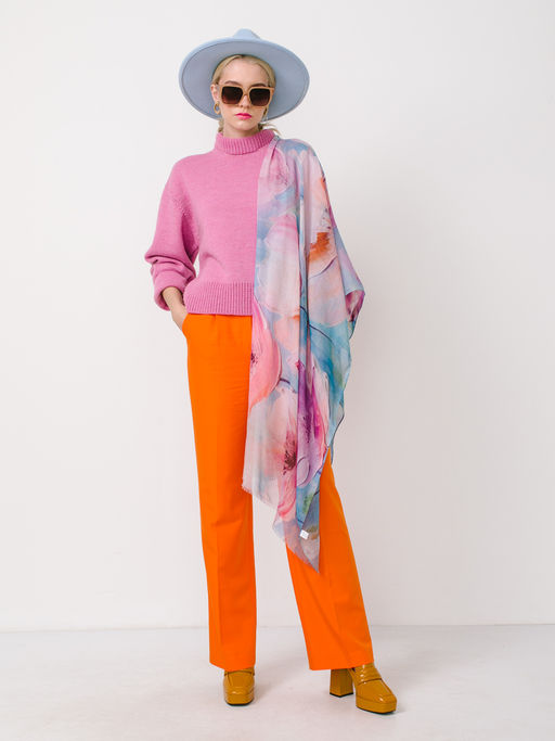 Большой, мягкий, тонкий и очень нежный двусторонний палантин с рисунком в стиле арт-деко - Tantino фото 3