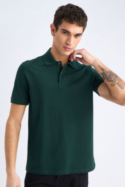 New Regular Fit K?sa Kollu Basic Duz Polo Tisort