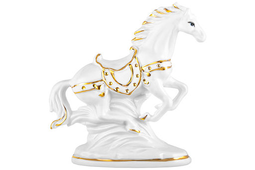 Фигурка декоративная 13*5*16,5 см Лошадь белая с золотом, фарфор - Elan gallery фото 3
