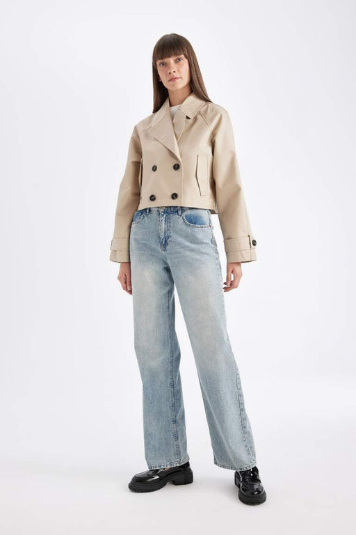 Тренч стандартного кроя с воротником-смокингом - Defacto фото 2