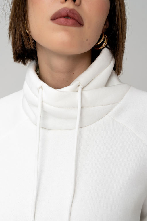 Свитшот из мягкого хлопкового футера с начёсом, молочный - Solo mio фото 4