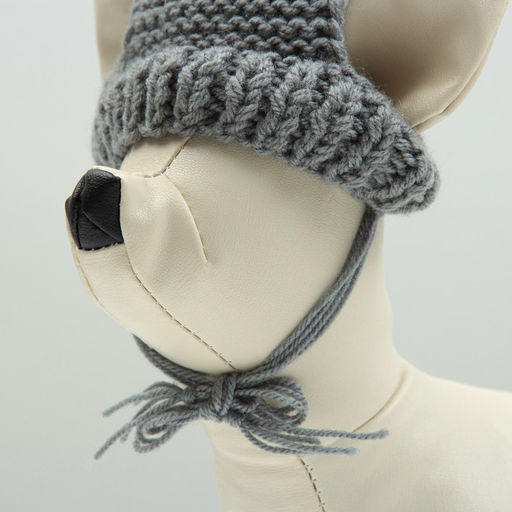 Шапка вязаная для собак, с помпоном, XS-S (объем головы 22 см, высота 7,5 см), микс - Пижон фото 3