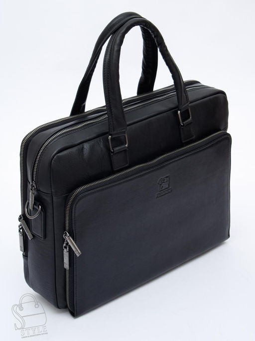 Портфель мужской кожаный 68001 black Fuzhiniao в Новосибирске