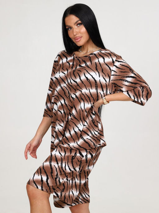 039 ДОМАШНИЙ КОСТЮМ ЖЕНСКИЙ (шорты) (Тигр/коричневый) - А-дина фото 4