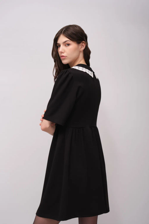 Черное платье-мини с воротником «Питер Пэн» - Incity фото 2