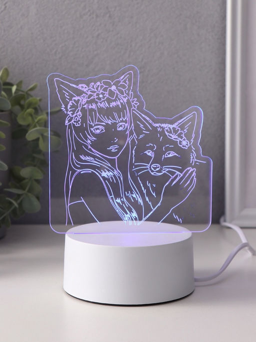 Светильник 3D RISALUX Лисица, LED-ночник, RGB, от сети, 9.5?16.7?18.5 см  фото 3