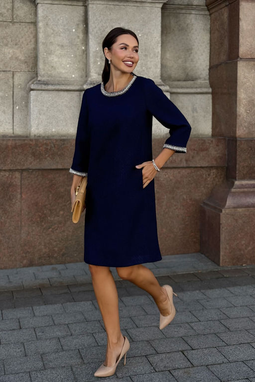 Платье URS 24-377-2 синий  фото 10