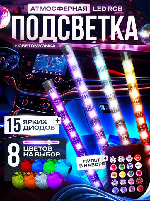 Подсветка в машину салон RGB (3625)