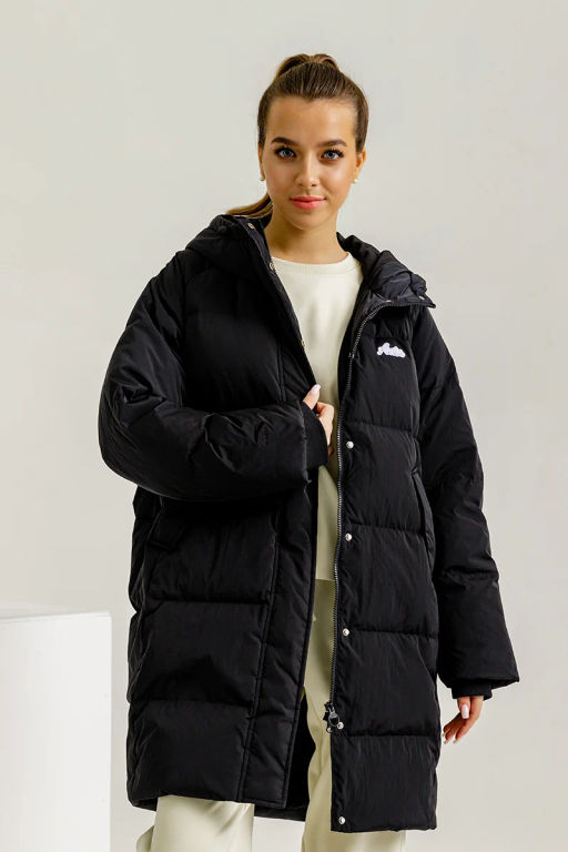 Пуховик удлиненный без капюшона Черный - Anta sport фото 4