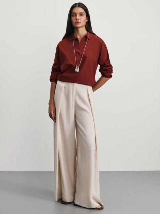 Рубашка свободного кроя из хлопка и льна / Zarina  фото 2