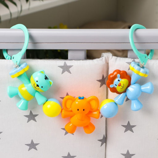 Растяжка на коляску/кроватку Котик, Слоник, Львенок, 3 игрушки, цвет МИКС, Крошка Я  фото 2