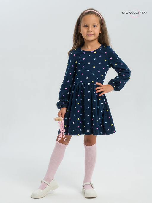Платье Моана цветные сердечки на синем - Sovalina фото 2