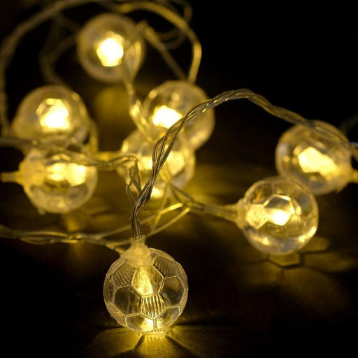 Гирлянда Нить 5 м с насадками Футбольный мяч, IP20, прозрачная нить, 30 LED, свечение тёплое белое, 8 режимов, 220 В