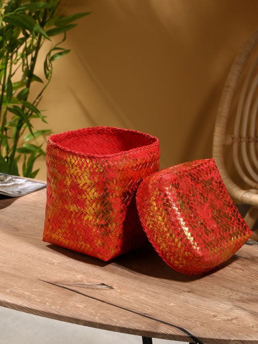 Корзинка плетёная «Голден», 16×16×23 см, розовая