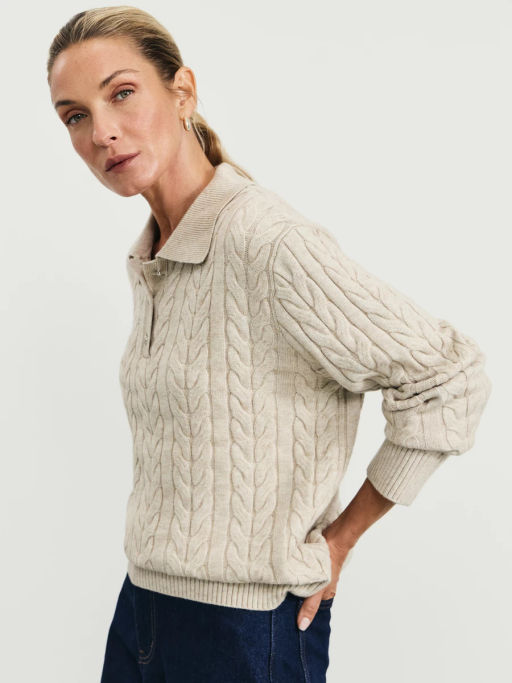 Джемпер с узором и воротником-поло / Zarina  фото 7