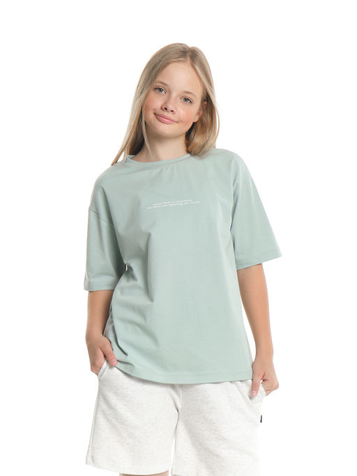 Футболка с принтом 22-7652 серо-голубой | черный - Mini maxi фото 8