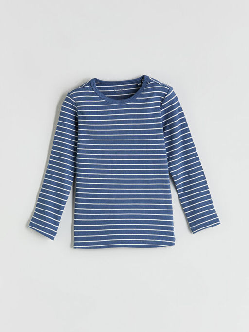 Bisiklet Yaka Uzun Kollu ?izgili Erkek Bebek Pijama Tak?m?