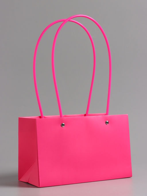 Цена за 10 шт. Сумка переноска для цветов, влагостойкая, фуксия, 22×10.5×13.5 см