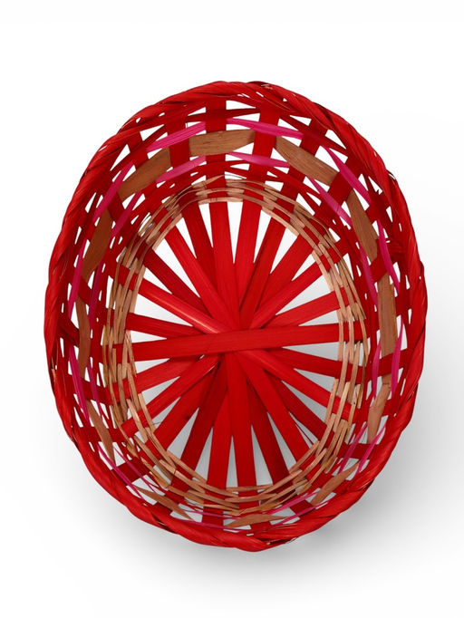 Корзина плетёная для хранения «Сердечки», 25×20×10 см, бамбуковая, красная, Greengo