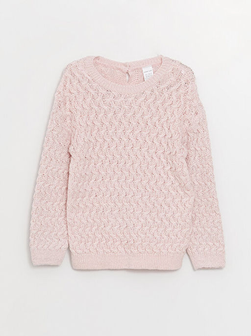 Bisiklet Yaka Kendinden Desenli K?z Bebek Triko Kazak