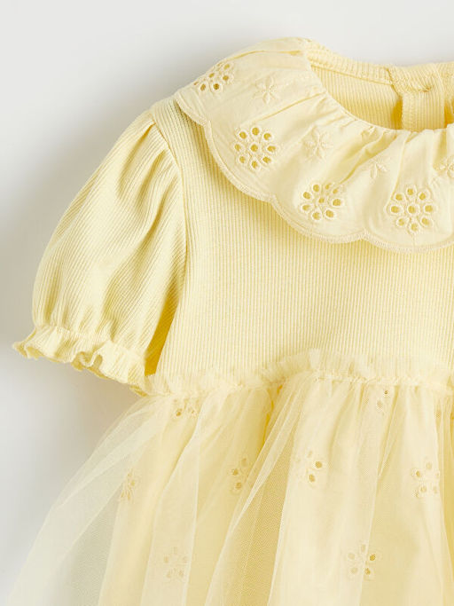 T?l Detayl? Bebe Yaka K?z Bebek Elbise
