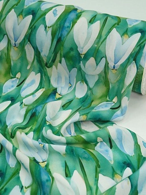 Штапель Премиум (Digital) Акварельные крокусы, ш.1.45м, вискоза-100%, 120гр/м.кв