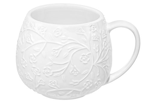 Кружка 400 мл 12,5*10*9,7 см "Веточки-цветочки" бочонок с крышкой - бамбуковой подставкой