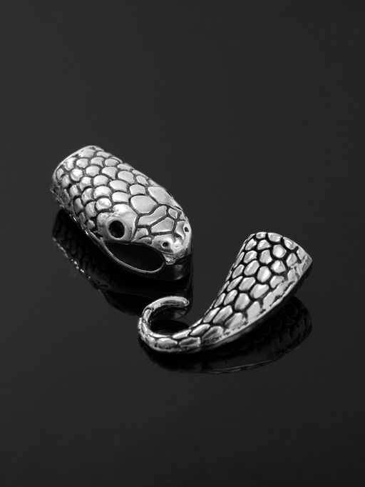 Замок-концевик Змея, 2 шт. 4.3?1.6 мм, внутренний d=7 мм, чернёного серебра