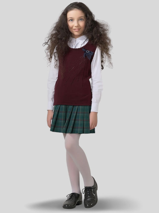 Жилет для девочек 7066. 1096 бордо