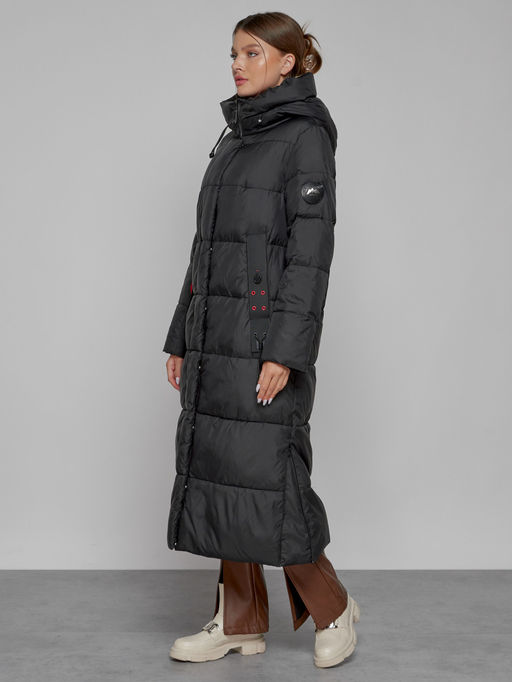 Пальто утепленное с капюшоном зимнее женское черного цвета 52109Ch - Mtforce фото 2