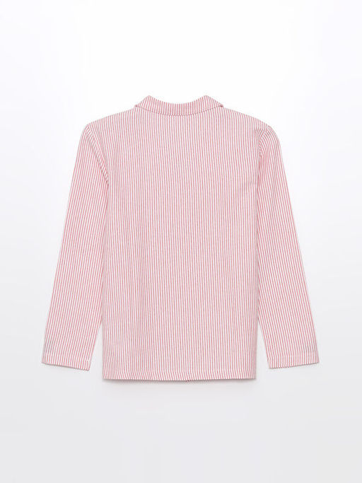 G?mlek Yaka ?izgili Kad?n Pijama ?st?