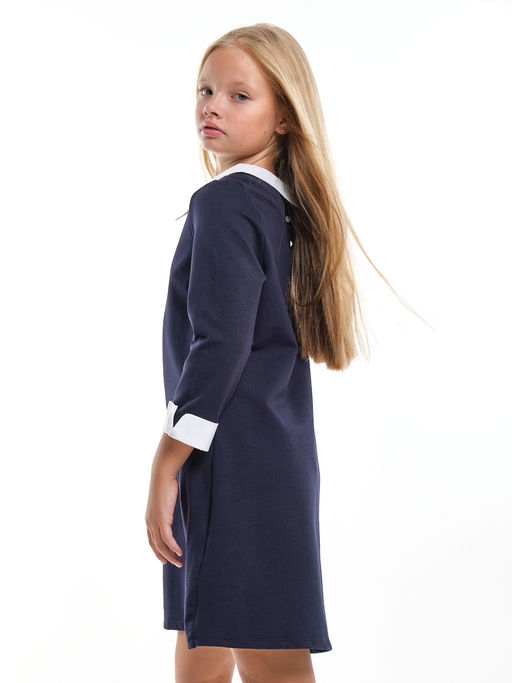 Платье для девочки в школу с белым воротником и манжетами UD 7962 синий - Mini maxi фото 8