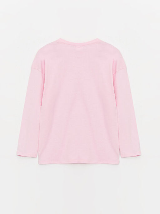 Bisiklet Yaka Bask?l? Uzun Kollu K?z ?ocuk Pijama Tak?m?