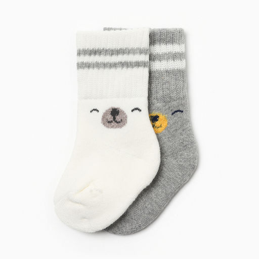 Носки детские махровые Крошка Я Basic Line, 2 пары, 12-24 мес., молочный/серый