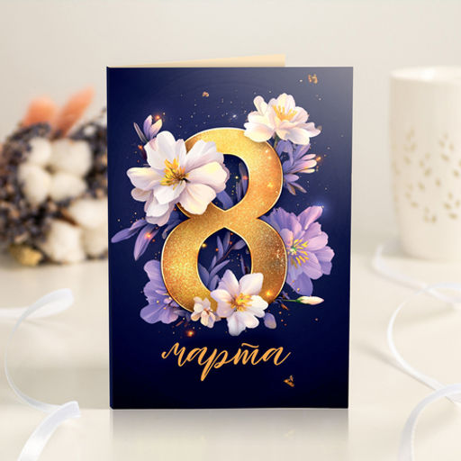 Открытка 4 шоколадки "С 8 марта! (фиолетовая тёмная)"