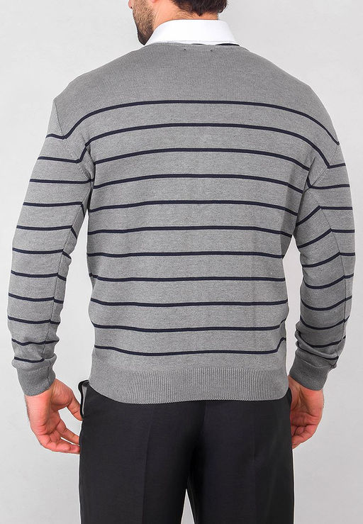 Кардиган мужской GREG G135-50-полоса (серый)  фото 3