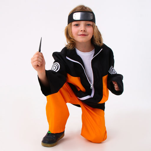 Карнавальный костюм «Ниндзя»: куртка, штаны, повязка, кунаи, рост 134–146 см