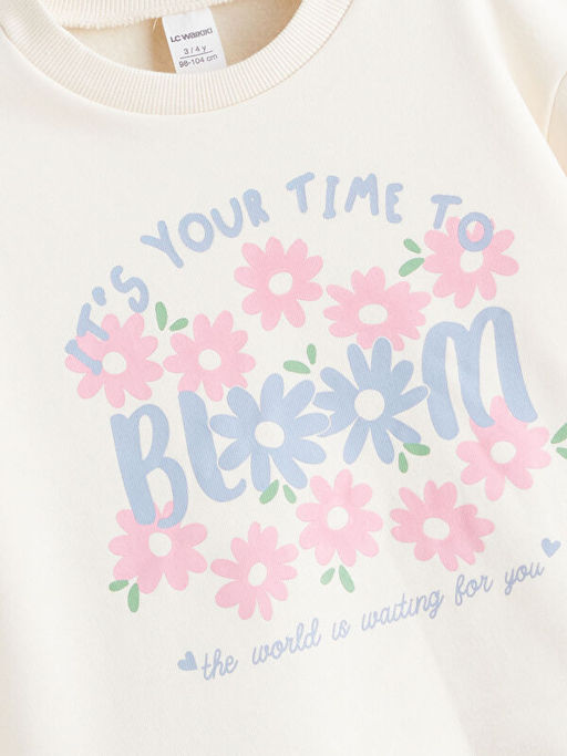 ?i?ek Bask?l? K?z ?ocuk Sweatshirt