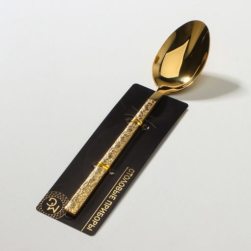Ложка столовая из нержавеющей стали Magistro Лин GOLD, длина 19,8 см, на подвесе, цвет золотой  фото 6
