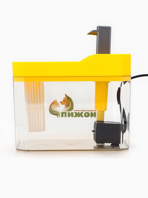 Фонтан для кошек и собак «Пижон», 1.5 л, 16.5×11.5×12 см, евророзетка, жёлтый