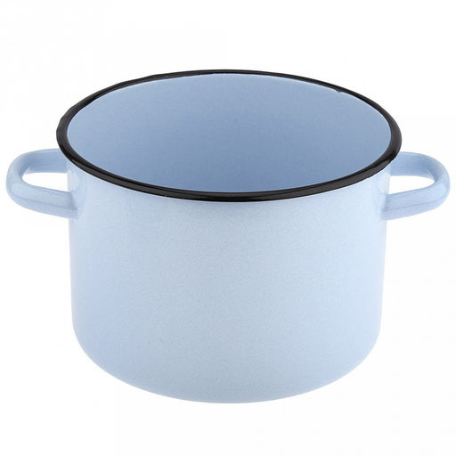 Кастрюля эмалированная 4,5л, д21см, h14см, цилиндрическая форма, металлическая крышка, серо-голубой (Россия)