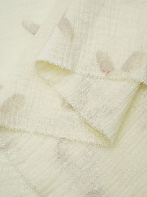 Муслин двухслойный с эф.жатости Зайчонок цв.сливочный, ш.1.35м, хл-100%, 120гр/м.кв - Купава фото 7