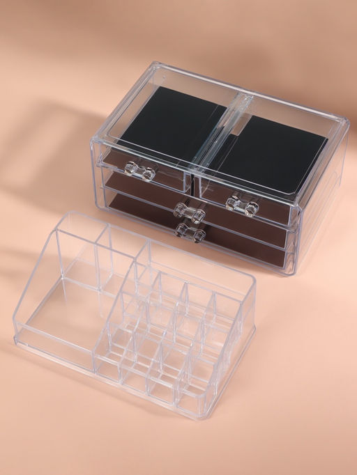 Бокс для хранения косметики, 20 секций, 23.5×14.5×19 см, 4 выдвижных ящика, прозрачный