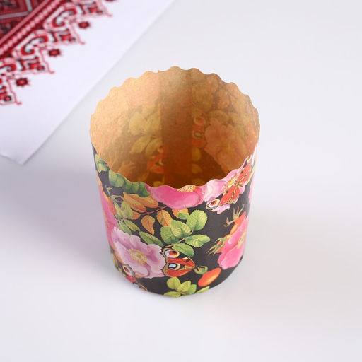 Цена за 20 шт. Форма для кулича бумажная «Шиповник», 7×8.5 см, разноцветная