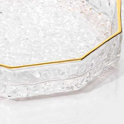 Поднос Fairyshine, 16.5×2.5 см, с золотой отводкой, стекло, прозрачный