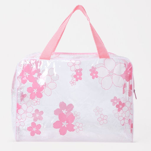 Цена за 2 шт. Косметичка-сумочка на молнии для бассейна, с ручками, с рисунком, прозрачная/розовая