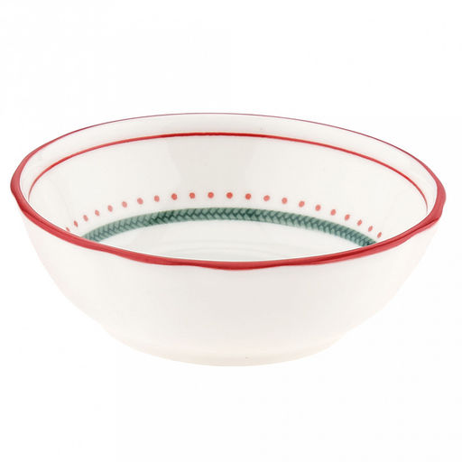 "Карельская брусника" Блюдце для варенья (розетка) фарфоровое д9,5см, h3,2см, 120мл, с деколью, отводка, волнистый край, белый (Китай)